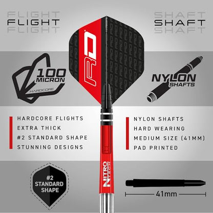 RED DRAGON Javelin Black Steel Tip Darts Set - 85% Tungsten Long Barrel Darts with Flights & Shafts - Available in 20g, 22g, 24g & 26g Weights
