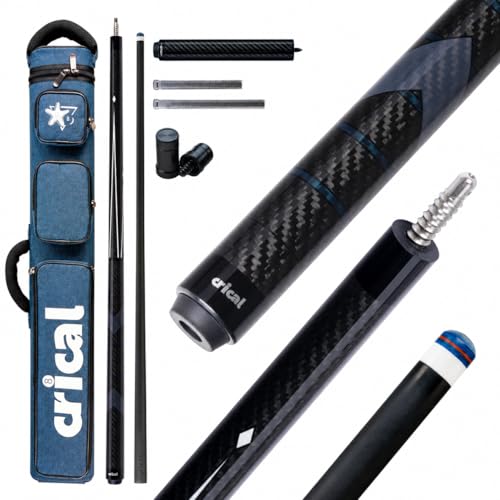 CRICAL 58-Inch Carbon Fiber Pool Cue Set, Low Deflection, 12.5mm Tip | Includes 2x4 hard cue case, cue extension and weight bolts for storage, added reach and custom balance. - color: CL-01-set10