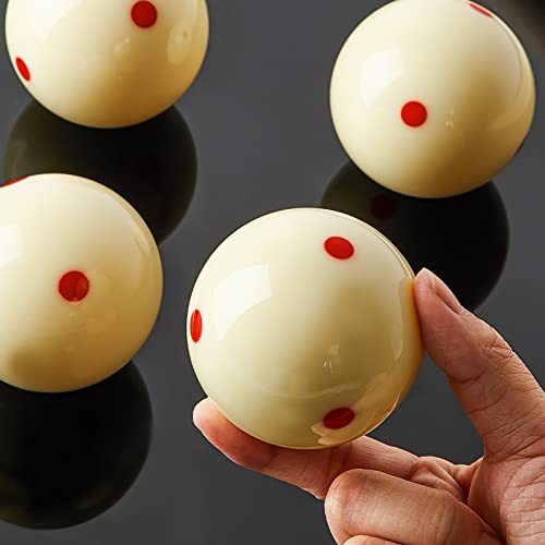 Meooeck 2-1/4'' Pro Cup Cue Ball Standard Billiard Ball Regulation Size Training Pool Ball with 6 Red Dots Replacement Ball, White