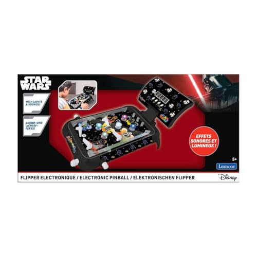 Lexibook, Star Wars, Electronic Table Pinball, Digital Score with LED Screen, Sound & Light Effects, 4 Flippers, Star Wars Design, Black, JG610SW
