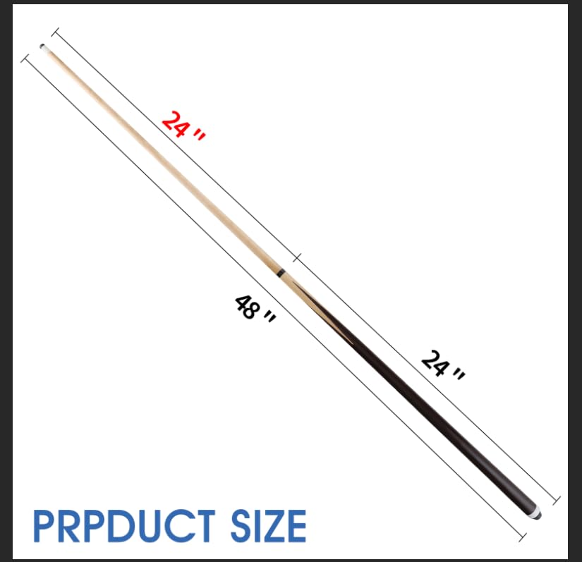 2-Piece Pool Cue Stick – 36″/42″/48″/58″ Wooden Billiard Cues, Standard & Heavy Options, 13mm Tip, Set of 2 or 4 – Beginner & Family Friendly - size: 48" set of 4
