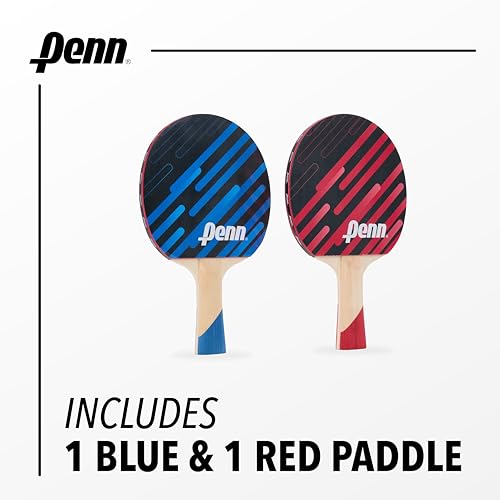 Penn 2-Player Table Tennis Paddle Set - 2 x 3.0 Paddles, 3 Balls & Storage Pouch - Ping Pong Rackets with Balanced Sponge Backing, Competition Rubber & Ergonomic Handle - Outdoor Sports