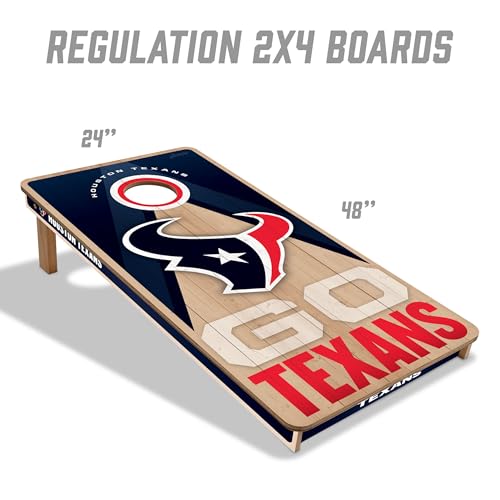 YouTheFan NFL 2' x 4' Slogan Series Professional Wood Cornhole Game with Logo Bags - color: Houston Texans