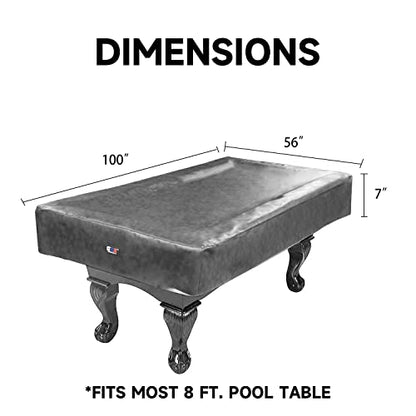 GSE Games & Sports Expert Billiard Table Covers, 7'/8'/9' Waterproof & Tearproof Heavy Duty Leatherette Pool Table Cover (Several Colors Available) - color: Grey - 8ft