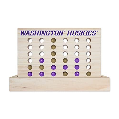 Rico Industries NCAA Mini Travel Team 4 in A Row Mini Game- Wooden, Team Colors, 5.5" x 8" (Washington Huskies) - style: Washington Huskies