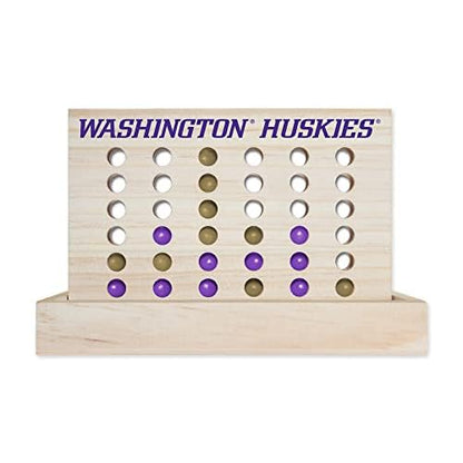 Rico Industries NCAA Mini Travel Team 4 in A Row Mini Game- Wooden, Team Colors, 5.5" x 8" (Washington Huskies) - style: Washington Huskies