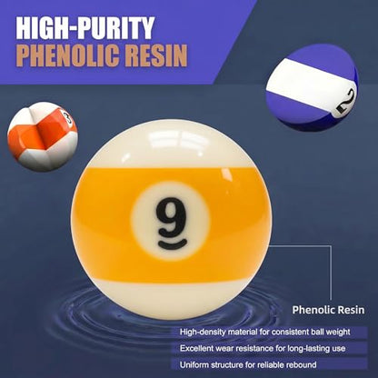 KONLLEN Single Replacement Pool Ball – 2-1/4" Regulation Size & Weight Billiard Ball Made of Phenolic Resin (Choose 1–15 or Cue Ball) - color: #9