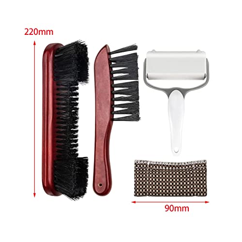 Billiards Table Cleaning Brush Set with Roller and Wooden Handle for Pool Table Maintenance- Red 4PCS - color: Red 4PCS
