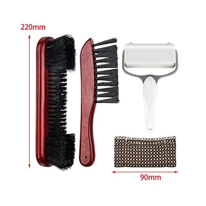 Billiards Table Cleaning Brush Set with Roller and Wooden Handle for Pool Table Maintenance- Red 4PCS - color: Red 4PCS