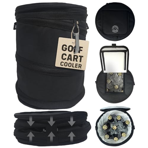 InTheZone Golf Cart Cooler – Soft-Sided, Collapsible, Insulated Cooler Bag | Attaches to Cart Basket or Fender | Durable, Leakproof, Portable – Great Gift for Golfers.