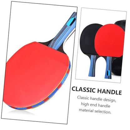 Abaodam Table Tennis Paddle Set Double-Sided Rubber Pingpong Bats with Flared Handle for Enhanced Grip and Control Includes Short Handle Rackets Balls and Carrying Case Suitable for