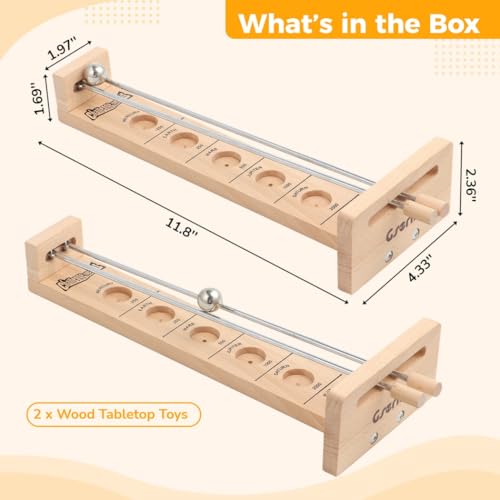2 PCS Wooden Tabletop Games for Adults, Desktop Balancing Ball Games, Wooden Hockey Play, Intelligent Exercise Fine Motor Toys, Family Game Education Toys for Teens and Adults