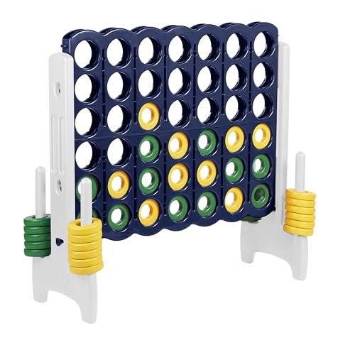 ECR4Kids Jumbo 4-to-Score Giant Game with 42 Rings and Reset Sliders, Kids Games, Blue/Gold - color: Blue/Gold