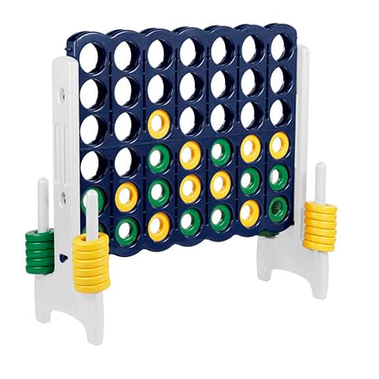 ECR4Kids Jumbo 4-to-Score Giant Game with 42 Rings and Reset Sliders, Kids Games, Blue/Gold - color: Blue/Gold