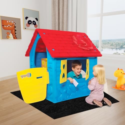 Outdoor Playhouse Mat 59'' x 59'' Portable Activity Rug with Non-Slip Backing Outside Game House Play Mat Playhouse Pad Rug for Outdoor Playground Flooring
