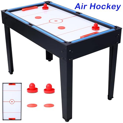 48” 6-in-1 Multi-Game Table - Billiards, Air Hockey, Foosball, Basketball, Table Tennis, and Dining Table Set for Home Game Room Blue