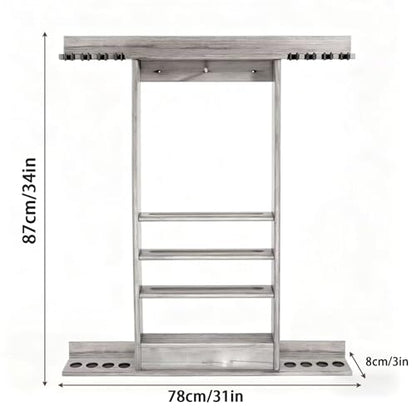 SUPERDIAMOND 8 Pool Stick Holder, Wall Mount Pool Cue Rack for Pool Table Accessories, Made of 100% Solid Wood Billiard Cue Holder Wall Mounted Display Stand for Game Room (Holds 8 Cues & Grey) - size: 8 Cues, style: SU-wa-8 Cue Racks-grey