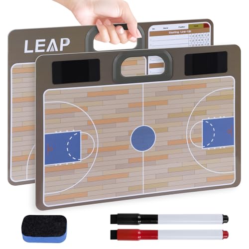 LEAP Coach Board for Soccer Premium Coaches Clipboard | Double-Sided Dry Erase Marker Board for Basketball Icehockey Soccer Baseball Football, (Marker Included) - color: Baketball