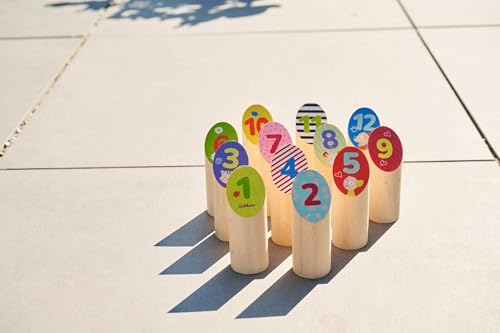 Eichhorn Throwing Game Sticks - 13 Colourful Wooden Building Blocks Made of Pine Wood - for Children from 3 Years - Indoor & Outdoor Wooden Throwing Game