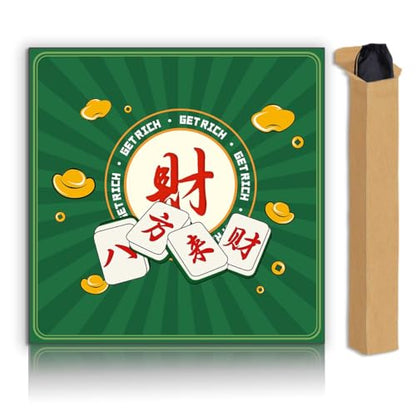 Mahjong Mat, Non-Slip Noise Reducing Game Mat, 31.5 Inch Mahjong Table Mat,Mahjong Mat with Cloth Bag and Carton Storage,Suitable for Mahjong, Dominoes, Solitaire and Other Games. (Rich-Green) - color: Rich-green