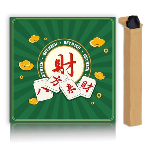 Mahjong Mat, Non-Slip Noise Reducing Game Mat, 31.5 Inch Mahjong Table Mat,Mahjong Mat with Cloth Bag and Carton Storage,Suitable for Mahjong, Dominoes, Solitaire and Other Games. (Rich-Green) - color: Rich-green