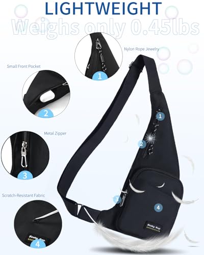 Seoky Rop Sling Bag for Men Women Slim Personal Purse Pocket Small Anti-Thief Crossbody Chest Bag for Travel Hiking Black - color: 01-black