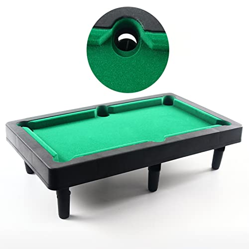 Mini Pool Table, Portable Tabletop Billiards Game Interactive Simulation Foldable Miniature Billiard Game Set with Balls, Sticks, Billiard Cue and Tripod Rack for Desktop