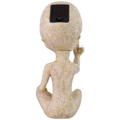Solar Light Alien Statues Sculpture，Funny UFO Extraterrestrial Figurine for Home Garden Yard Art Outdoor Decoration.