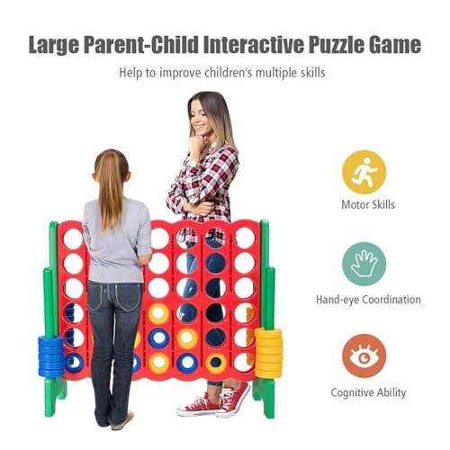 Pemberly Row Jumbo 4-to-Score Giant Game Set, Durable PE and PP Materials, Green Finish, Lightweight Design, Family Party Game for Motor Skills, Coordination, and Entertainment