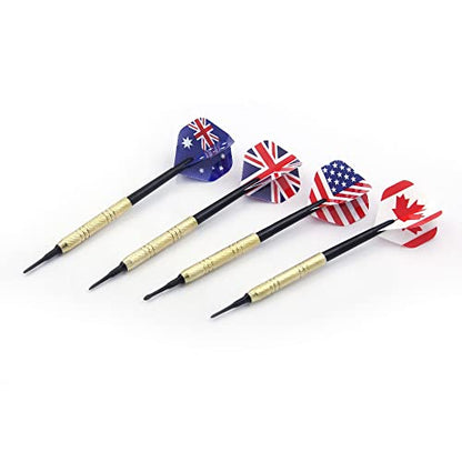 12 Pieces Professional 14 Grams Soft Tip Darts Set with Extra Plastic Tips with 4 Kinds Flights for Electronic Dartboard