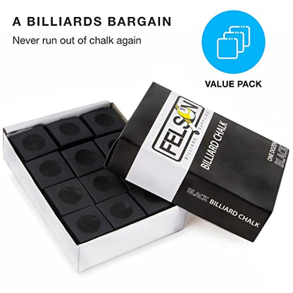 Felson Pool Chalk Cubes | Pool Table Accessories for Table Billiards | Pool Cue Chalk & Storage Box - style: 12 Count (Pack of 2)