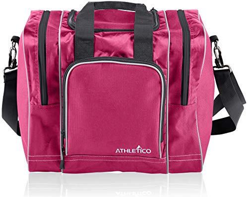 Athletico Bowling Bag for Single Ball - Single Ball Tote Bag With Padded Ball Holder - Fits a Single Pair of Bowling Shoes Up to Mens Size 14 - color: Pink