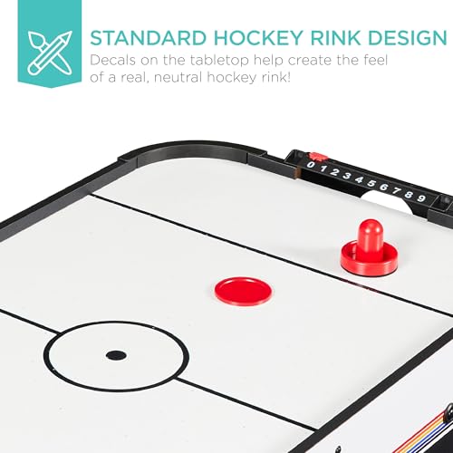 Best Choice Products Portable Tabletop Air Hockey Table for Game Room w/ 100V Motor, Electric Fan, 2 Strikers, 2 Pucks - color: Blue/White Arcade
