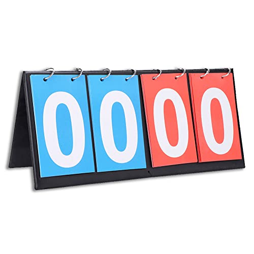 Sports Scoreboard, 2/3/4 Digit Portable Flip Scoreboards Sports Competition Score Board Table Counter Digital Scoreboard for Table Tennis Basketball Volleyball Football and Others(4-digit) - color: 4-digit