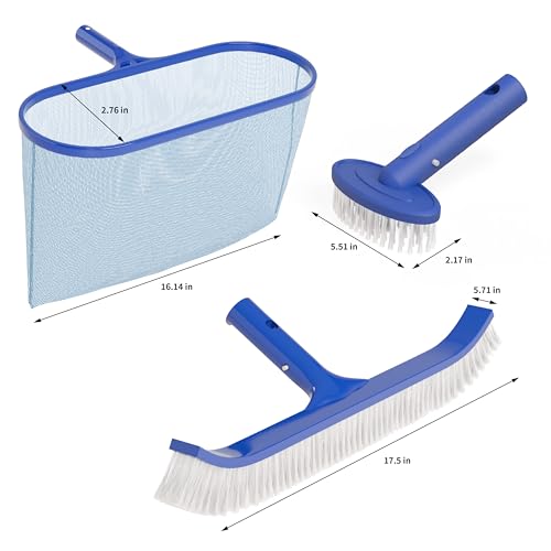 VINGLI 3-in-1 Pool Cleaning Kit, Pools Maintenance Equipment with Pool Net, Pool Brush and SPA Brush, Pool Maintenance Tools for Inground&Above Ground Swimming Pools - size: Style 3 : 3 in 1