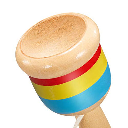 TOODOO 2-piece Wooden Catch Ball, Jacks Game with Paddle, String, Cup and Ball - Mini Wood Catch Balls for Hand-Eye Coordination