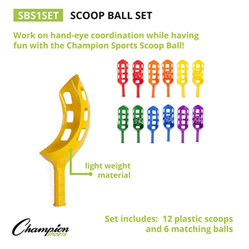 Champion Sports Scoop Ball & Catch Games – Lightweight Plastic Toss & Catch Sets for All Ages - style: Scoop Ball Game Set
