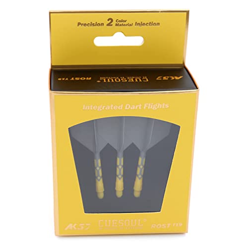 CUESOUL ROST T19 Integrated Dart Shaft and Flights Big Wing Shape Grey 28mm-Say Goodbye to Falling Dart Flight - color: with Yellow Shaft
