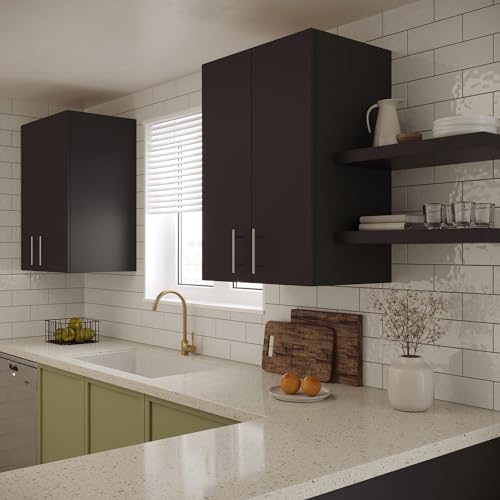 24 x 33 Inch Wall Cabinet set of 1, Kitchen Wall Mounted Wooden Storage Cabinet, Double Door Cabinet with Soft Close, Metal Handle, Adjustable Shelf, for Kitchen, Garage, Laundry, Bathroom, Black - color: Black