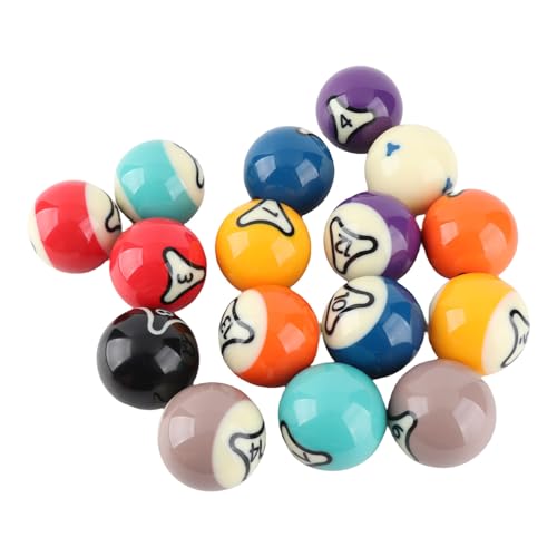 16Pcs Billiard Balls Set Pool Balls US Style Billiard Ball Set Resin 57.2mm Standard Size High Contrast Colors Weighted Balanced for Tournament Practice Professional Games Gift