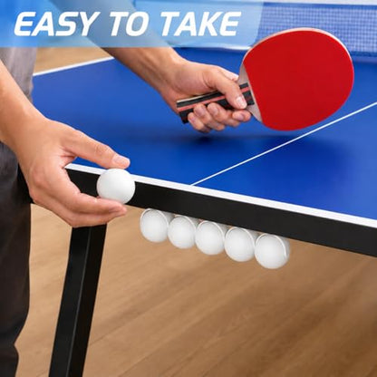 2 Pack Under Table Ping Pong Ball Holder, Self-Adhesive No Drilling Table Tennis Ball Storage Rack, Fits 40mm+ Standard Balls for Training, Game Rooms, Home Indoor Sports