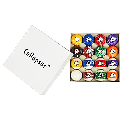 Collapsar Deluxe 2-1/4" Billiard Pool Balls Marble-Swirl Style Billiards Ball Complete 16 Ball Set (Several Style Available) - style: White Marble With Black Circle