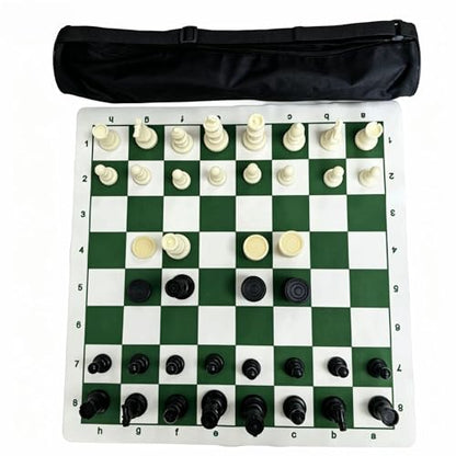 20" Large 2-in-1 Chess and Checkers Set for Kids Adults Beginners,Folding Portable Chess Board Game with Shoulder Strap Bag, Travel & Camping & Educational STEM Toys for Kids