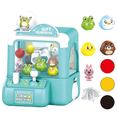 Mini Claw Machine for Kids Small Vending Machine Toys Adorable Animal Theme Arcades Game Party Toy Birthday Gifts for Children,3.7X5.1in - color: Green