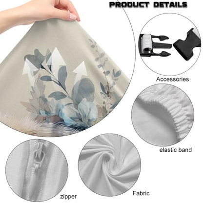 Wolf Flower Print Gaming Chair Covers Slipcovers with Armrest Covers Dust-Proof Decorative Office Desk Chair Cover Universal Fit Office Desk & Racing Computer Gamer Chairs - color: Beige - Wolf Flower