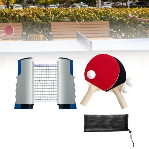 Ping Pong Paddles Set Rackets and Balls Pingpong Paddle Portable Retractable Net with Posts Table Tennis Set for Outdoor - color: Grey