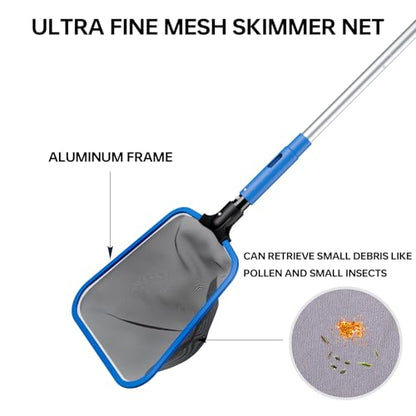 Sepetrel Deluxe Swimming Pool Cleaning Kit Including Half-Deep Fine Mesh Pool Leaf Skimmer Net,12" Round Pool Brush Head & 70.5" Pole, for Above Ground Pools,Ponds,Spas,Hot Tubs