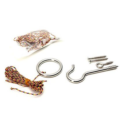 Hook and Ring Swing DIY Kit Heavy-Duty Hardware and String Ring Toss Game Indoor – Outdoor（Set-up Instruction Included）