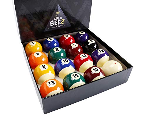 JAPER BEES Billiard Ball/Pool Ball Set Complete 16balls 2-1/4" Regulation Size&Weight Resin Ball - style: Deluxe Superior