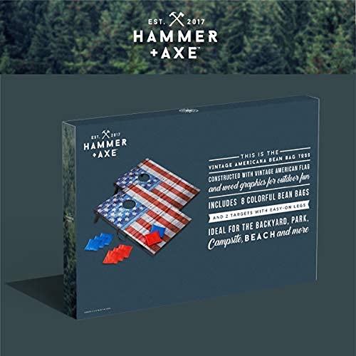Hammer + Axe Bean Bag Cornhole Set Game, Includes 8 Bean Bags, Two Regulation Quality 3'x2' Boards, Built-in Carrying Handles, Portable Gameplay, Fun Activity Kit for Kids & Adults